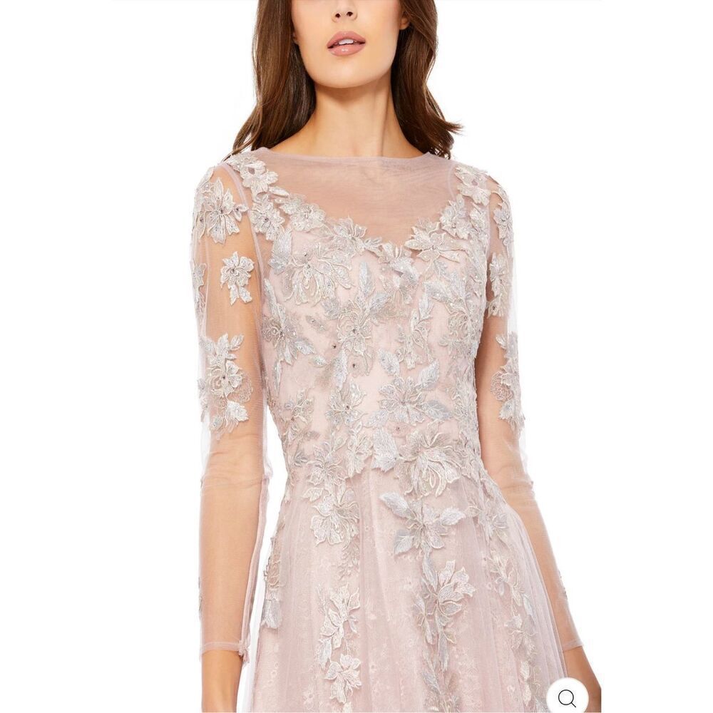 NWT Mac Duggal Purple Embroidered High Neck Cap Sleeve A Line Dress sz 10